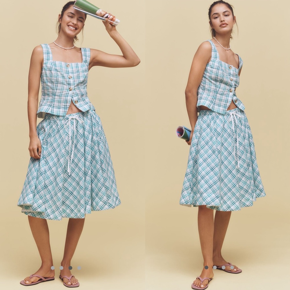 Maeve Drawstring A line cotton midi skirt